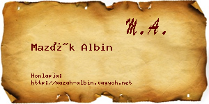 Mazák Albin névjegykártya